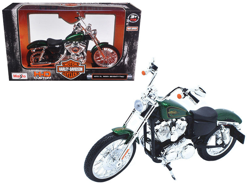 Harley-Davidson 2013 XL 1200V Seventy Two Green Motorcycle Model 1/12 by Maisto