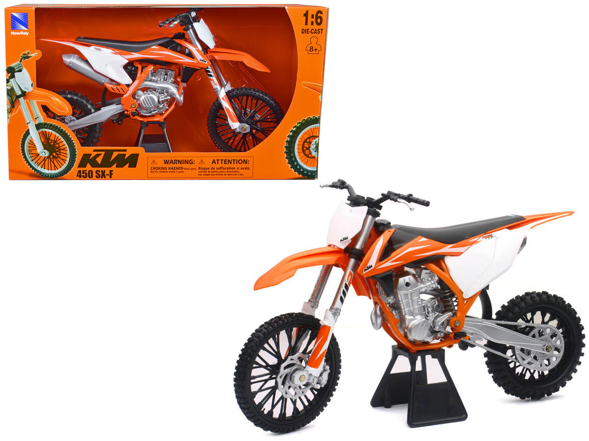 KTM 2018 450 SX-F Dirt Bike Motorcycle Orange and White 1/6 Diecast Model by New Ray