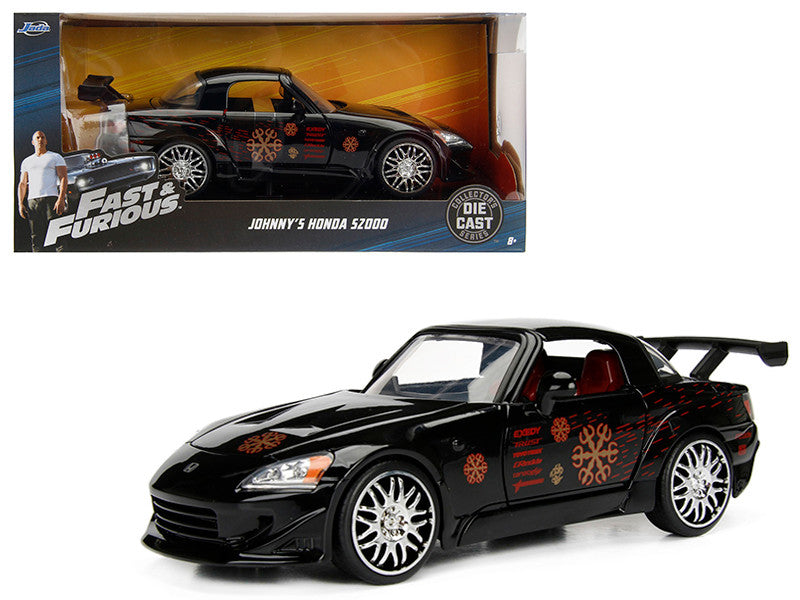 Honda Johnny's 2001 S2000 Black with Graphics "Fast & Furious" Movie 1/24 Diecast Model Car by Jada