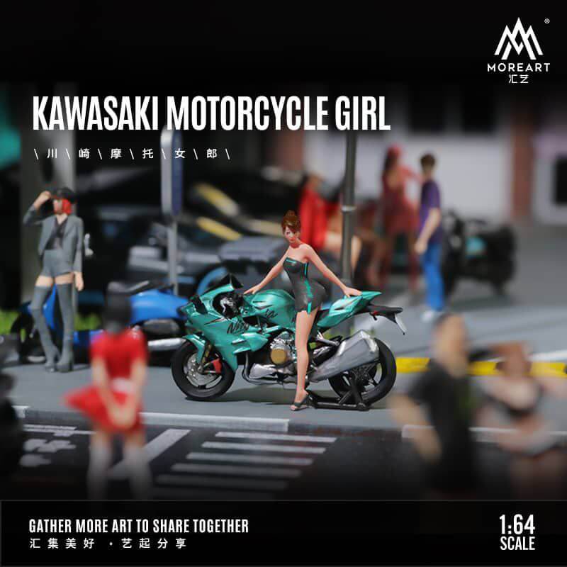 Kawasaki Motorcycle and Biker Girl 1:64 Scale Resin Model