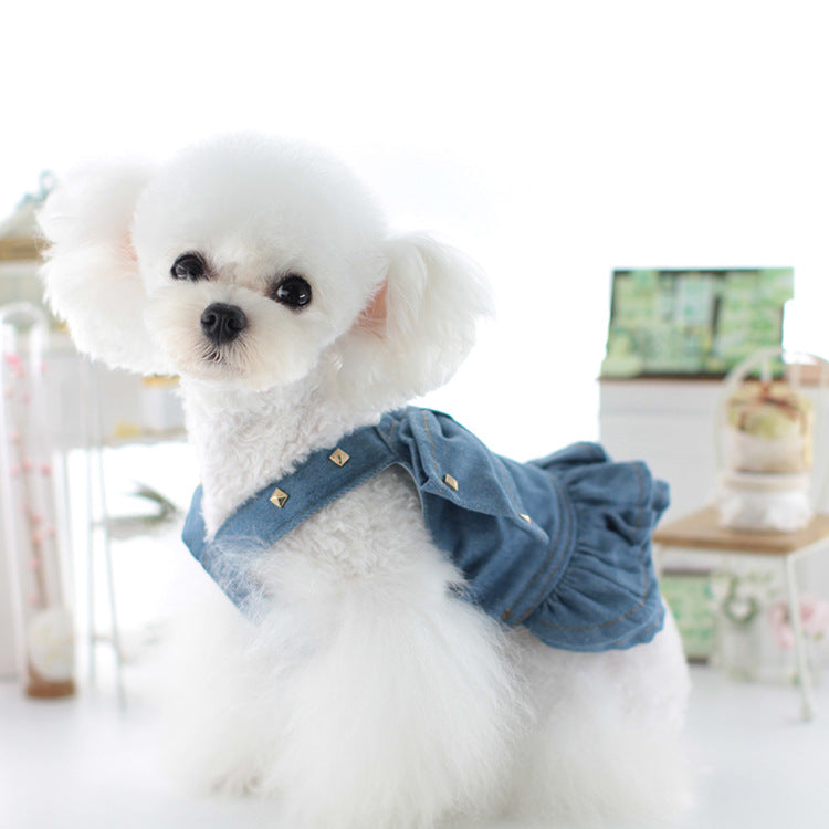 Short Studded Denim Dress for Dogs - Fashionable Pet Clothes | Claws N Paws