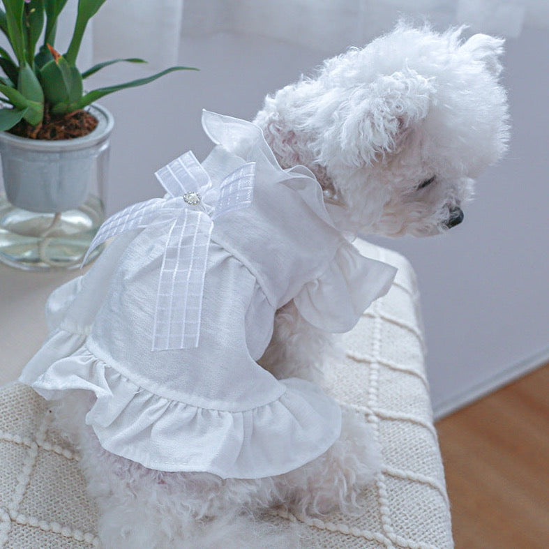 White Wedding Pet Dress – Luxury Bridal-Inspired Dog Outfit