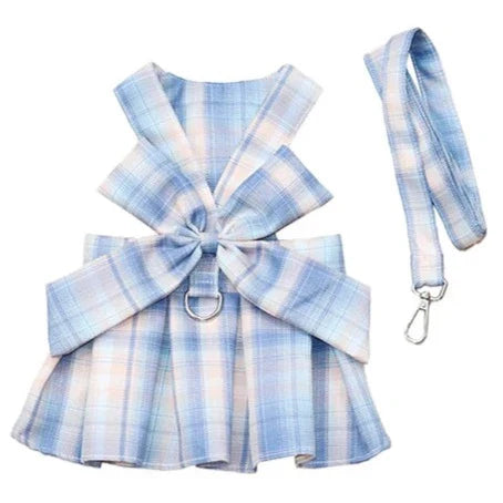 Gingham Print Premium Summer Harness Dress – Trendy & Lightweight Dog Clothes