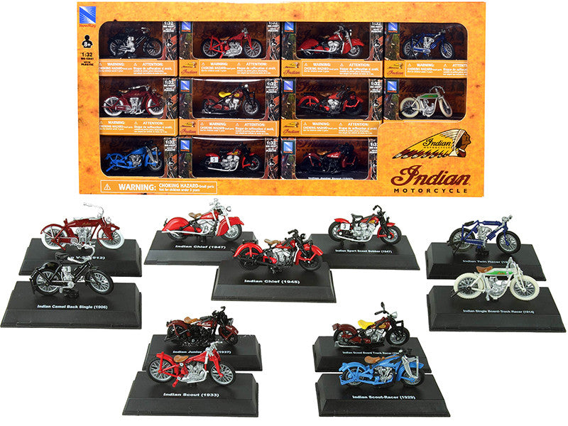 Indian Motorcycle Set of 11 pieces 1/32 Diecast Motorcycle Models by New Ray