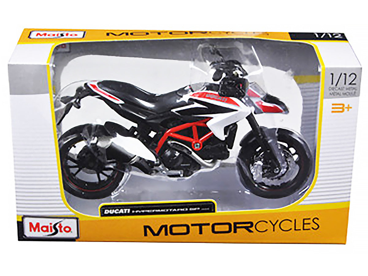 Ducati 2013 Hypermotard SP White with Black and Red Stripes 1/12 Diecast Motorcycle Model by Maisto