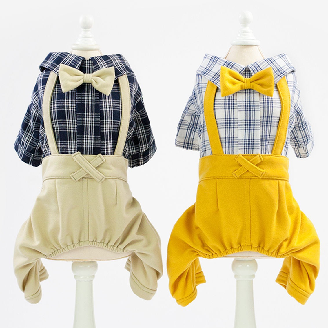 Plaid Shirt & Plain Pant Jumpsuit – Preppy & Stylish Pet Outfit