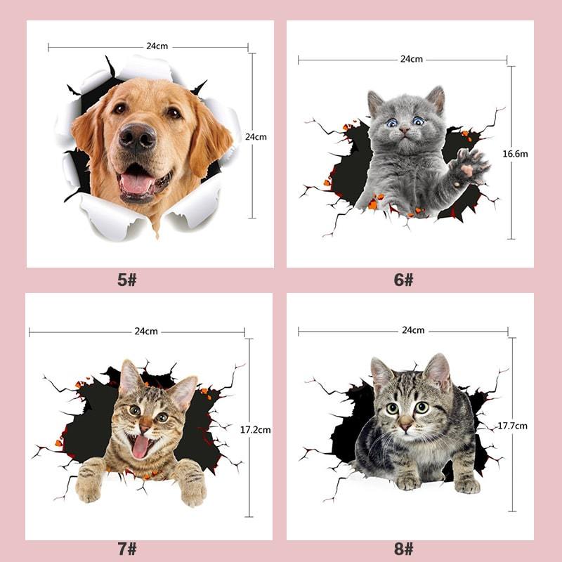 Removable 3D Cartoon Animal Cats Wall Stickers/2PCS