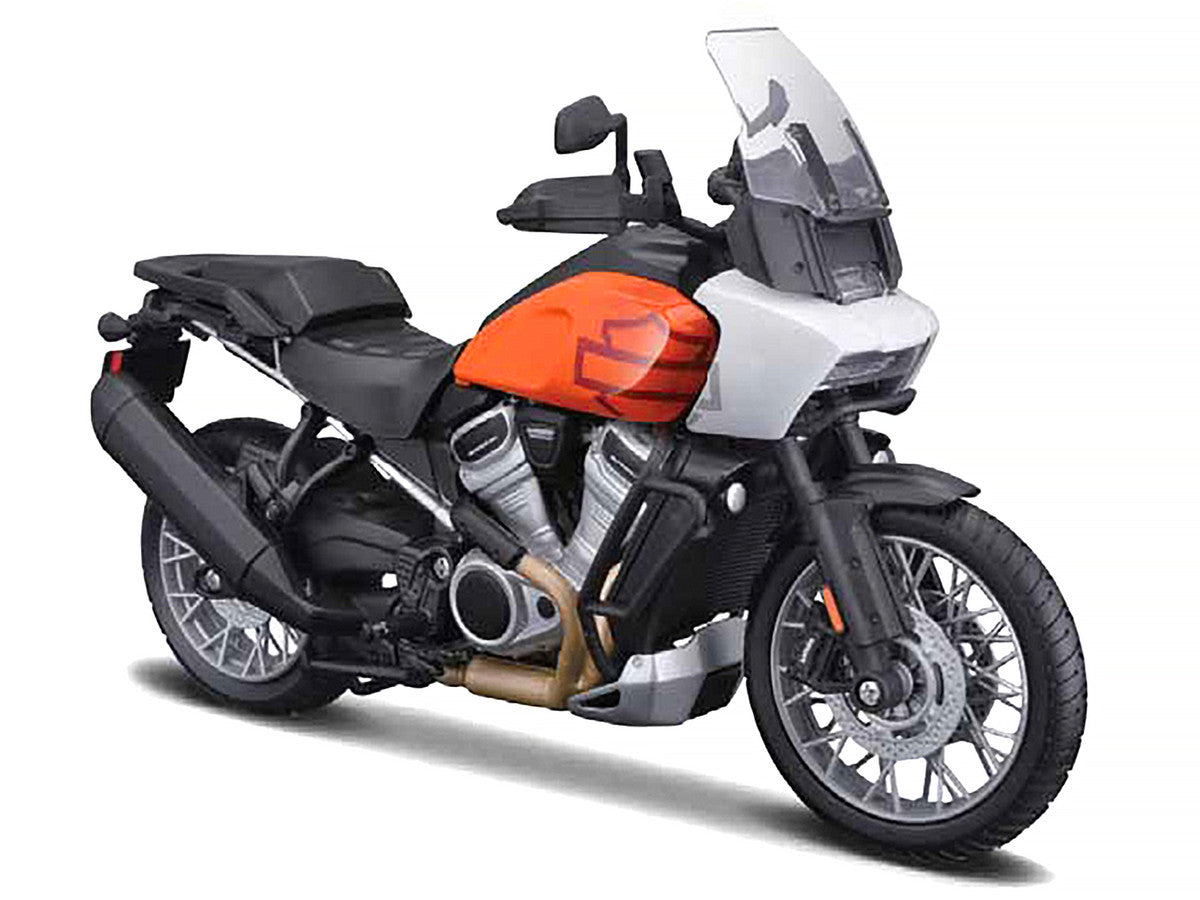 Harley Davidson 2021 Pan America 1250 Motorcycle Orange and Black "H-D Custom" 1/12 Diecast Model by Maisto