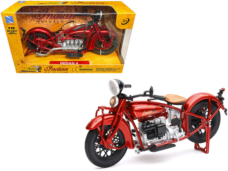 Indian 1930 4 Red 1/12 Diecast Motorcycle Model by New Ray