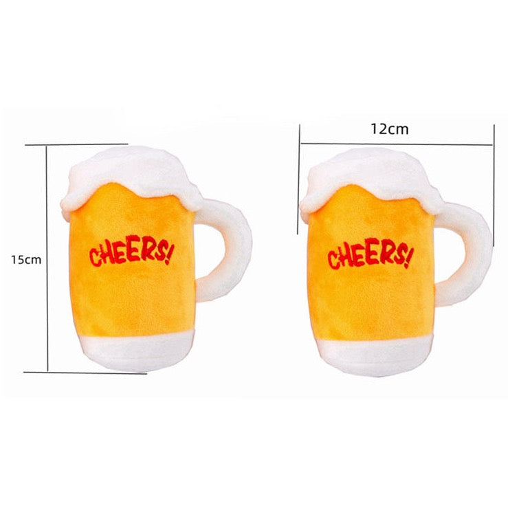 Beer Squeaky Plush Toy