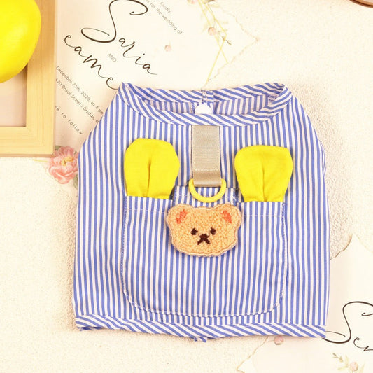 Casual Striped Crop T-Shirt Harness Vest - Trendy Pet Clothes for Dogs | Claws N Paws