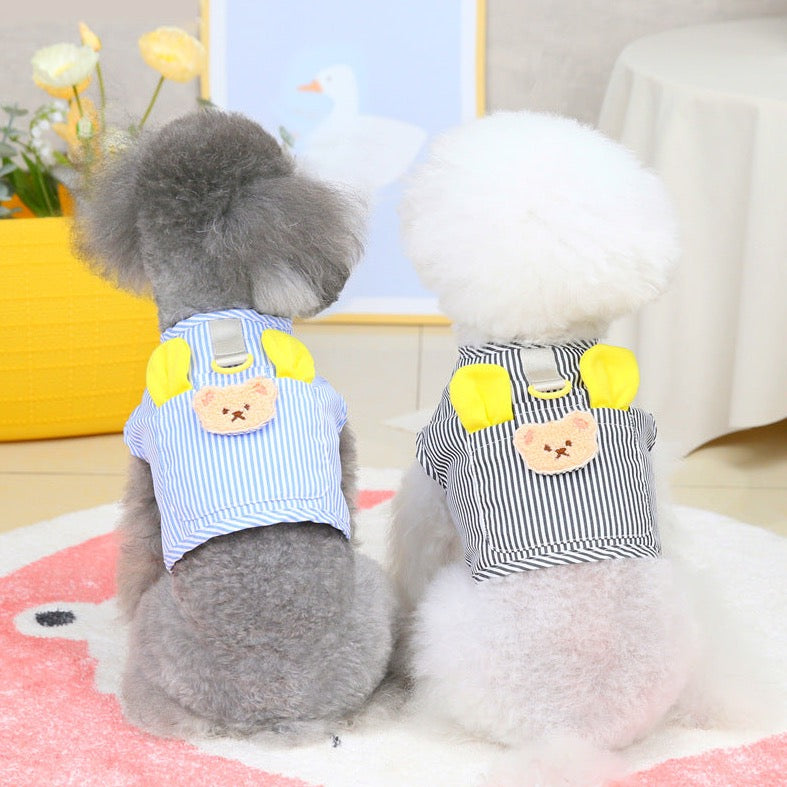 Casual Striped Crop T-Shirt Harness Vest - Trendy Pet Clothes for Dogs | Claws N Paws