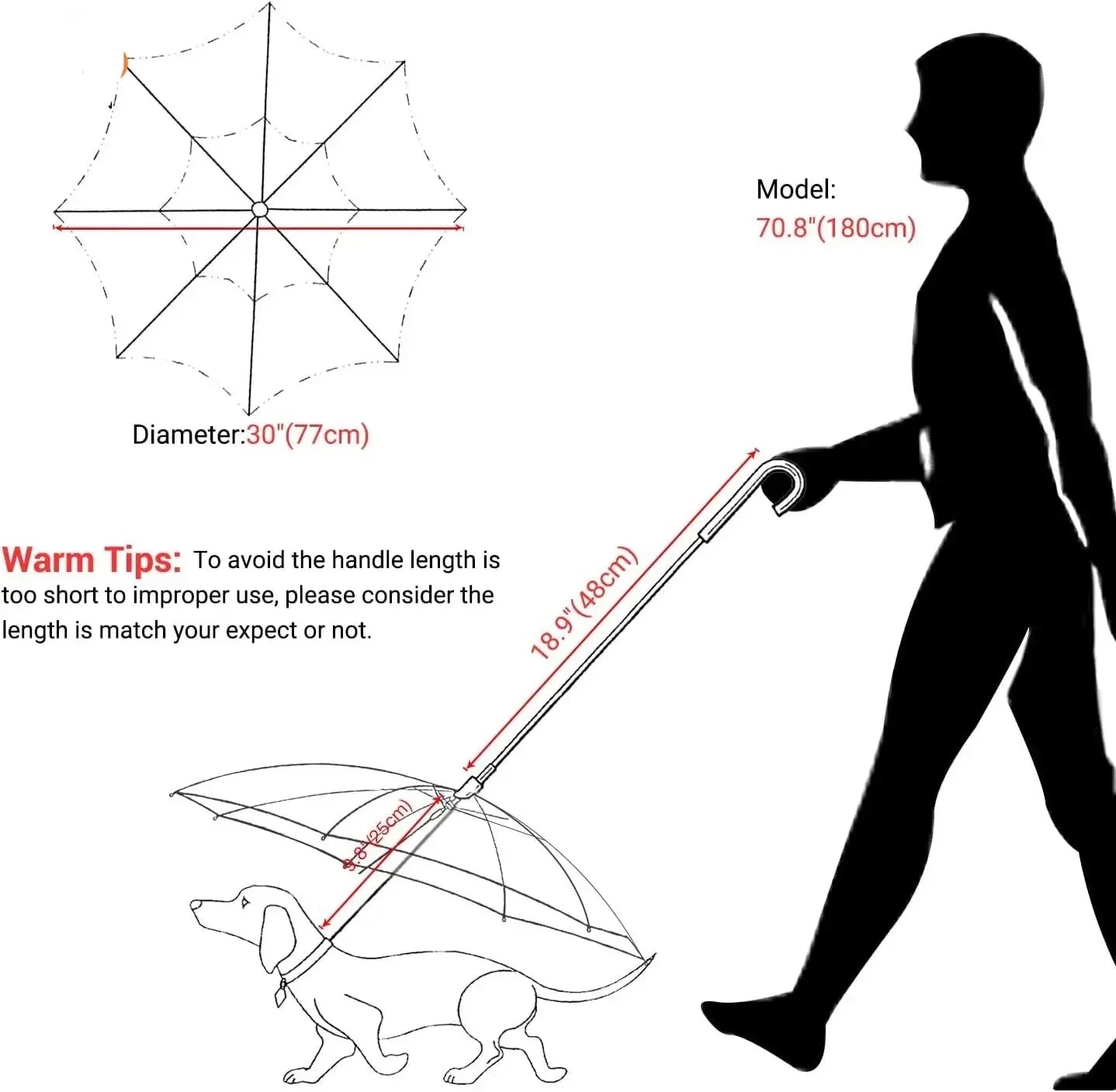 Dog Umbrella| Transparent Portable Umbrella with Built in Pet Leash| Claws N Paws