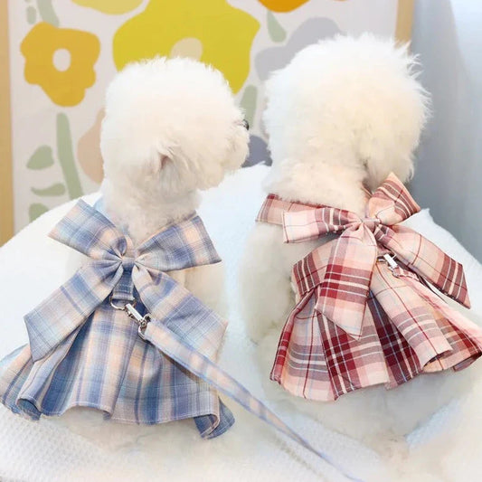 Gingham Print Premium Summer Harness Dress – Trendy & Lightweight Dog Clothes