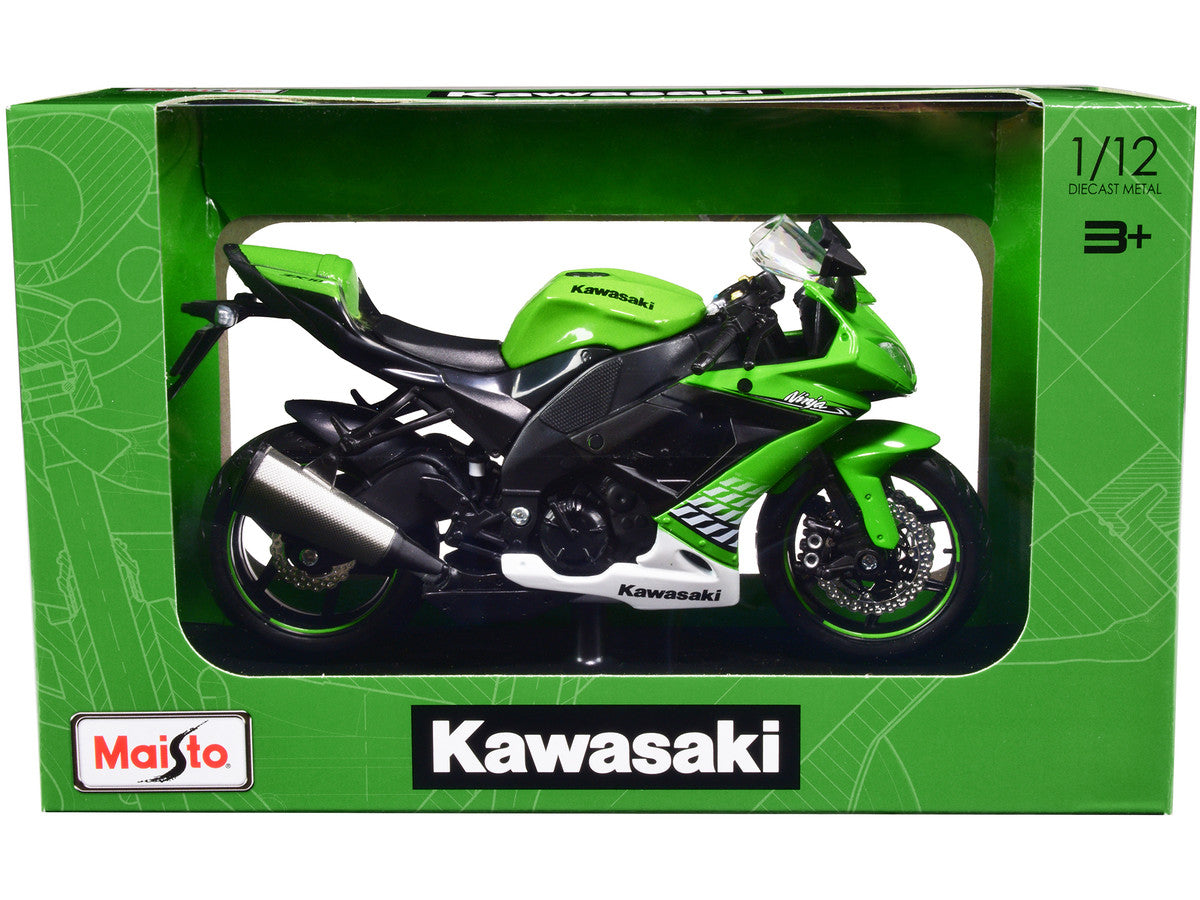 Kawasaki 2010 Ninja ZX-10R Green with Plastic Display Stand 1/12 Diecast Motorcycle Model by Maisto